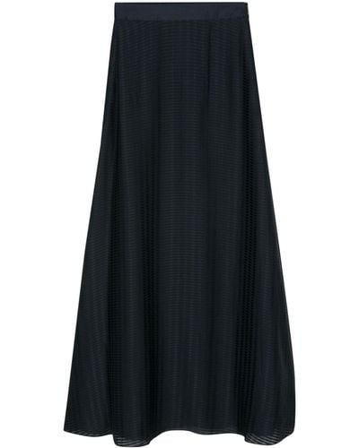 Emporio Armani Striped Long A-line Skirt - Black