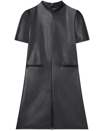 Courreges Robe courte évasée en cuir artificiel - Noir