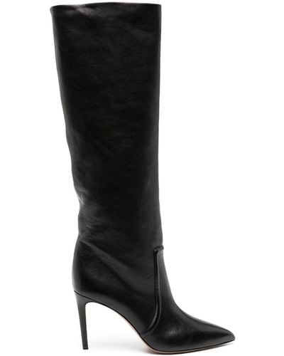 Paris Texas Stiletto 85mm Knee-high Leather Boots - Black