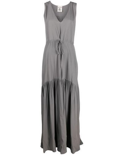 Semicouture Tied-waist Sleeveless Long Dress - Grey