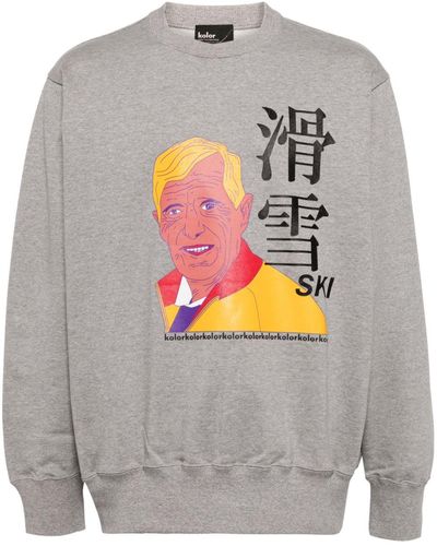 Kolor Sweatshirt mit grafischem Print - Grau