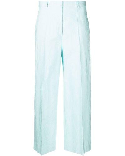 Etro Paisley-jacquard Cropped Trousers - Blue