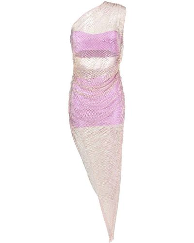 GIUSEPPE DI MORABITO One-shoulder Mesh Dress - Pink