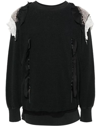 Maison Margiela Badstof Sweater Met Patchwork - Zwart