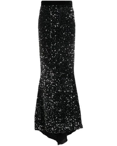 Styland Sequin-embellished High-waisted Skirt - Black