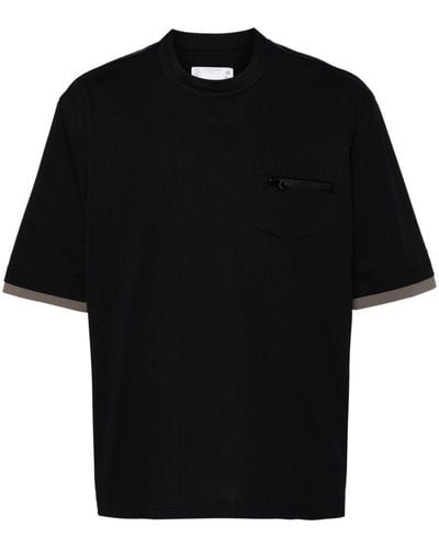 Sacai T-shirt Met Colourblocking - Zwart