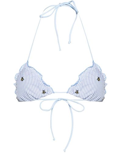 Mc2 Saint Barth Sagittarius Striped Bikini Top - Blue