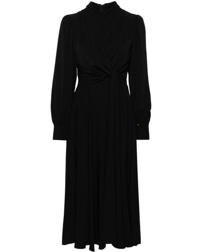 Nissa Knot-detail Draped Midi Dress - Black