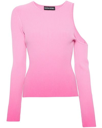 David Koma Cut-put Gradient Knit Top - Pink