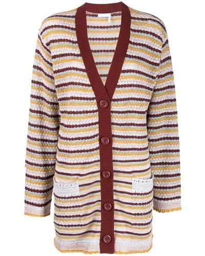 See By Chloé Striped Knitted Cardigan - Red