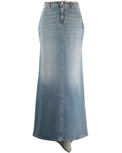 Dorothee Schumacher Frayed-edge Long Denim Skirt - Blue