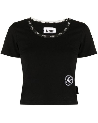 Izzue T-Shirt mit Logo-Tape - Schwarz