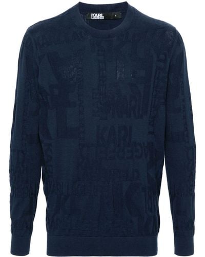 Karl Lagerfeld Logo-jacquard Cotton Jumper - Blue