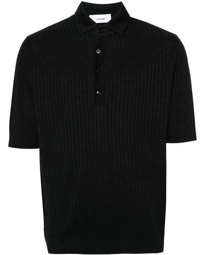 Lardini Ribbed-knit Polo Shirt - Black
