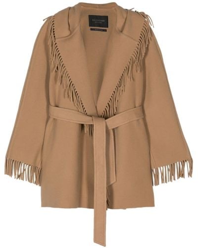 Balenciaga Fringed-edge Hooded Cardi-coat - Natural