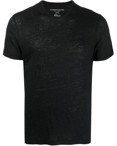 Majestic Filatures T-shirt en lin à manches courtes - Noir