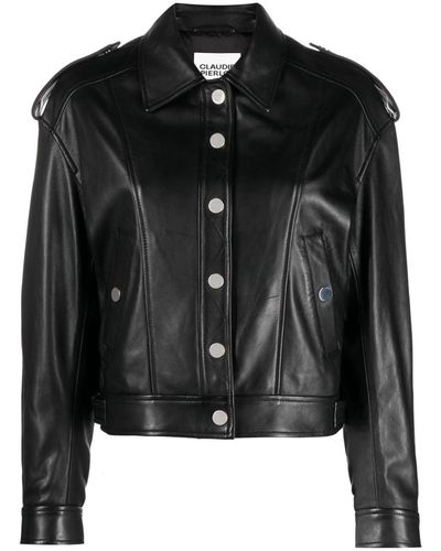Claudie Pierlot Long-sleeve Leather Jacket - Black