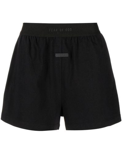Fear Of God Pantalones cortos con logo en la cinturilla - Negro