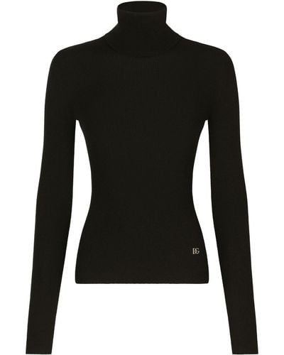 Dolce & Gabbana Dg-logo Roll-neck Sweater - Black