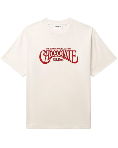 Chocoolate Logo-embroidered Cotton T-shirt - White