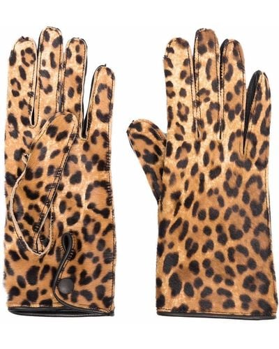 Maison Margiela Leopard-print Gloves - Brown
