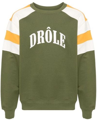 Drole de Monsieur Logo-embroidered Cotton Sweatshirt - Green