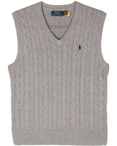 Polo Ralph Lauren Embroidered-logo Cotton Vest - Grey