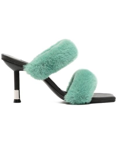Senso Quisha Faux-shearling 90mm Sandals - Green