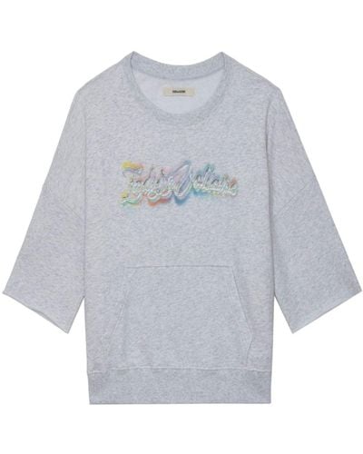Zadig & Voltaire Kaly Logo-print Cotton T-shirt - Grey