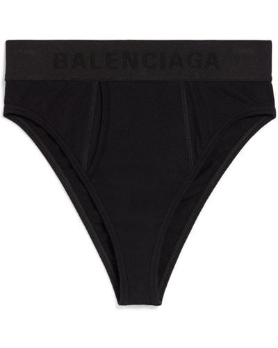Balenciaga Culotte en coton stretch à bande logo - Noir