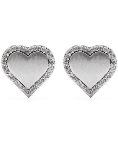 Kate Spade Take Heart-shape Crystal-embellished Stud Earrings - Grey