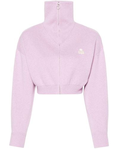 Isabel Marant Oxane Logo-embroidered Cropped Sweater - Pink