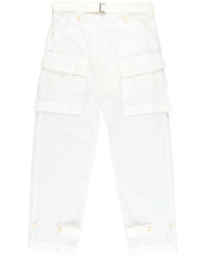 Sacai Pantalones con logo bordado - Blanco