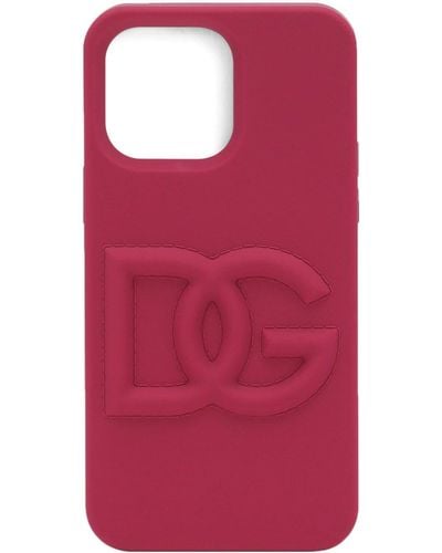 Dolce & Gabbana Coque logo DG pour iPhone 14 Pro Max en caoutchouc - Rose