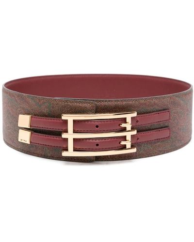 Etro Paisley-print Leather Belt - Red