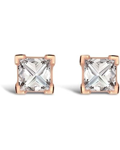 Pragnell 18kt Rose Gold Rockchic Diamond Solitaire Earrings - Pink