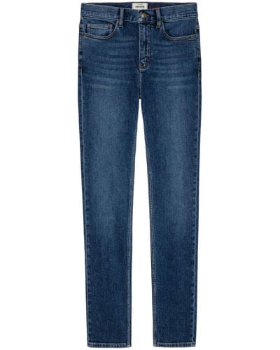 Zadig & Voltaire Vaqueros slim de talle medio - Azul