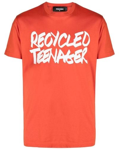 DSquared² T-shirt Met Print - Oranje