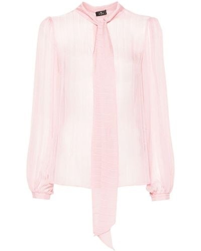 Etro Pussy-bow Collar Silk Shirt - Pink