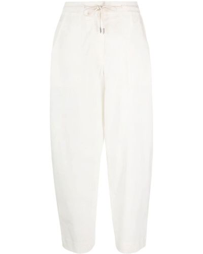 Emporio Armani Straight-leg Organic Cotton Trousers - White