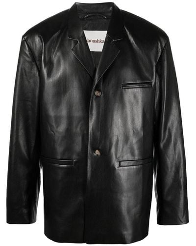 Nanushka Single-breasted Faux-leather Blazer - Black