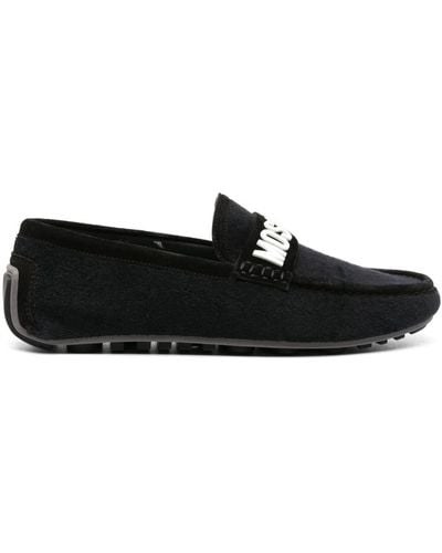 Moschino Logo-embossed Short-pile Loafers - Black