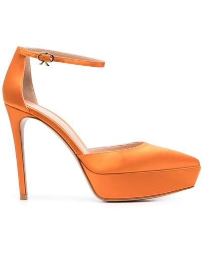 Gianvito Rossi Platform 120mm Leather Court Shoes - Orange