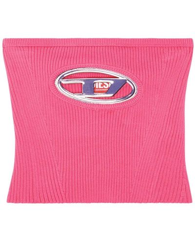 DIESEL Bandeau-Top mit Oval D-Plakette - Pink