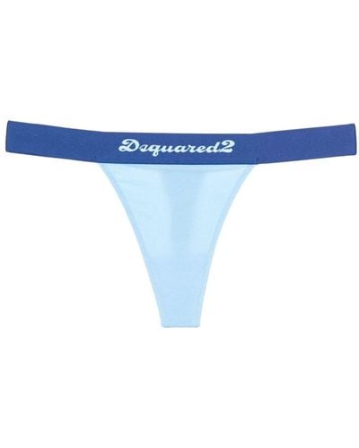 DSquared² Logo-waistband Thong - Blue