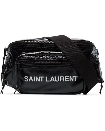 Saint Laurent Riñonera con logo estampado - Negro