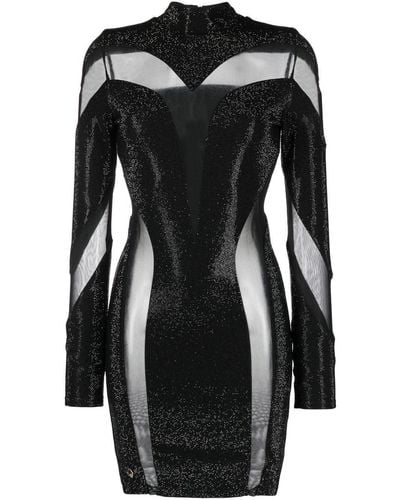 Philipp Plein Crystal-embellished Panelled Dress - Black