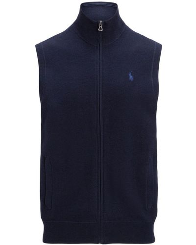 Polo Ralph Lauren Polo Pony-embroidered Knitted Gilet - Blue
