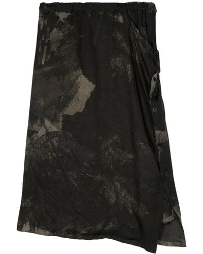 Y's Yohji Yamamoto Printed Asymmetric Skirt - Black