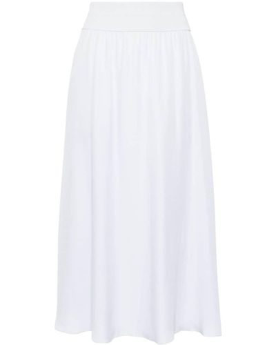 Theory Ribbed-waistband Silk Midi Skirt - White